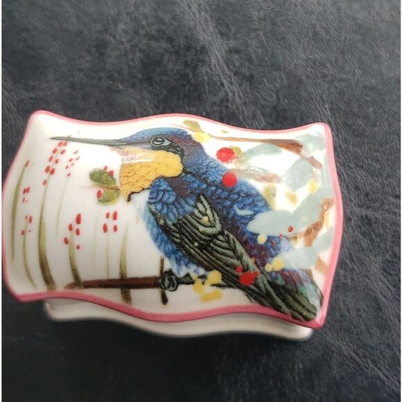 Decorative Bird Trinket Box - Blue and White - Picture 1 of 9